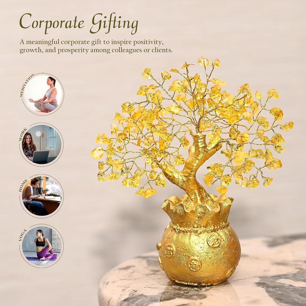 Денежное дерево из цитрина – Дерево богатства и процветания для декора дома и офиса – Духовный подарок на удачу