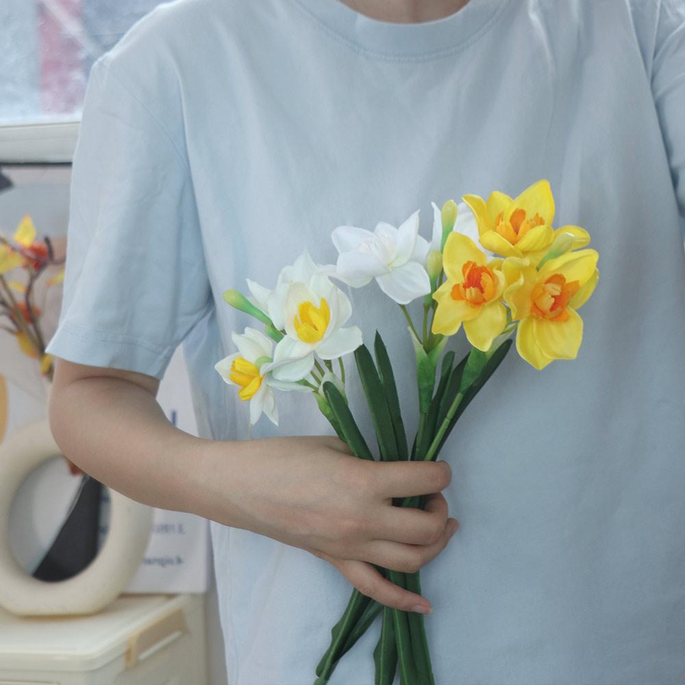 Искусственные цветы нарцисса Real Touch, искусственный букет из шелковых цветов, украшение для дома