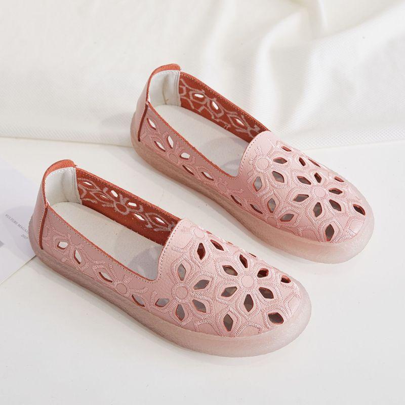 New Moccasins Women's Ballet Flats Summer Hollow Out Autumn Woman Loafers Leather Female Slip On Woman's Shoes Casual Size 35-43