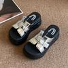 Sheepskin Version~ Cool Slippers Women's New Versatile Summer Wear High-end Fashion Thick Bottom Height 8cm Sandals