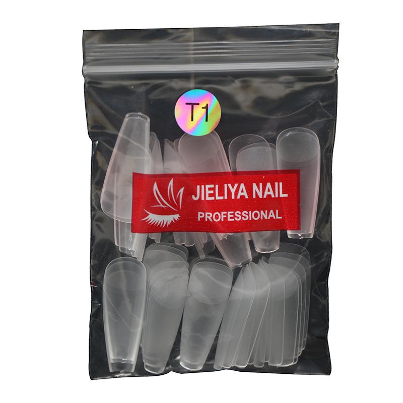 Jieliya Nail Art Tips Pack - Frosted Long Water Drop Pointed Nails, Ultra-Thin Seamless Refill