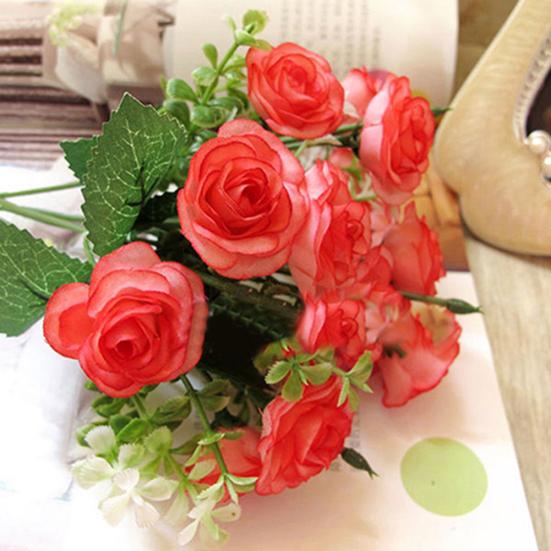 1 букет 15 головок искусственная роза из искусственного шелка цветок для вечеринки Рождественский свадебный декор