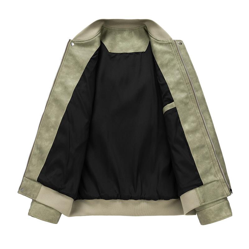 Jacket Men's Spring Trend Pu Men's Vintage Baseball Collar Clothes Casual Men's Leather Jacket Solid Color Loose Coat Men