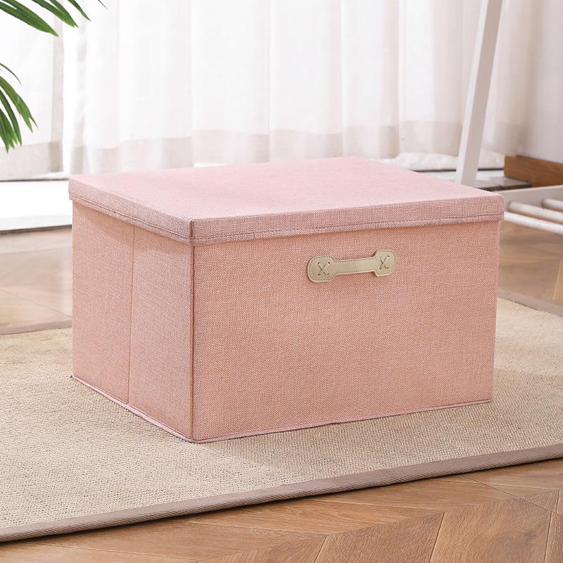 Portable Cotton and Linen Storage Box with Lid for Clothes and Toys, Foldable Cabinet Organizer