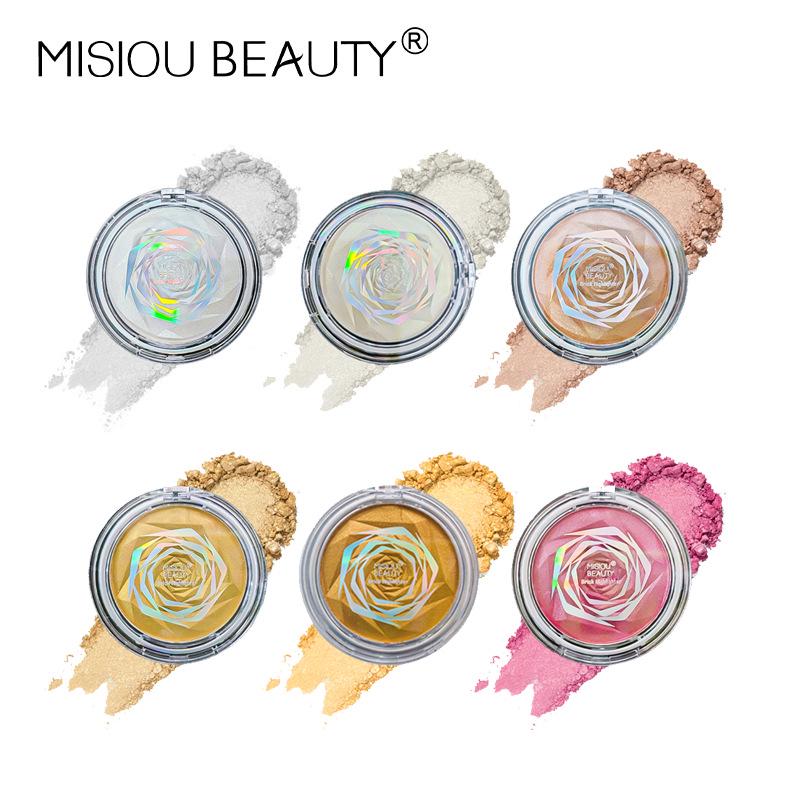 Rose Diamond Highlighter Blush & Contour Palette: 3D Pearlescent Face & Eye Brightener