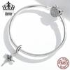 S925 Sterling Silver Rose Cross Pendant Bracelet with European & American Style Flower Beads