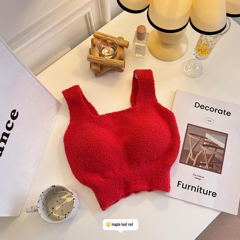 Встроенный жилет-комбинезон из плюша ягненка с нагрудными подушечками — теплый слой без бюстгальтера для осени и зимы