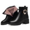 Зимняя мода повседневные хлопковые короткие ботинки с боковой молнией на квадратном каблуке женские удобные теплые ботильоны из мягкой кожи на платформе