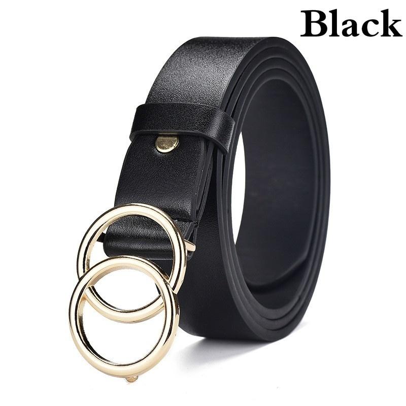 Женские кожаные ремни с двойной круглой пряжкой, модный ретро-регулируемый ремень