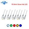10-50PCS 8MM Straw Hat LED Diode F8 Light Emitting Diodes 0.3W 0.5W 0.75W Blue Green Red Yellow White Warm White High Quality