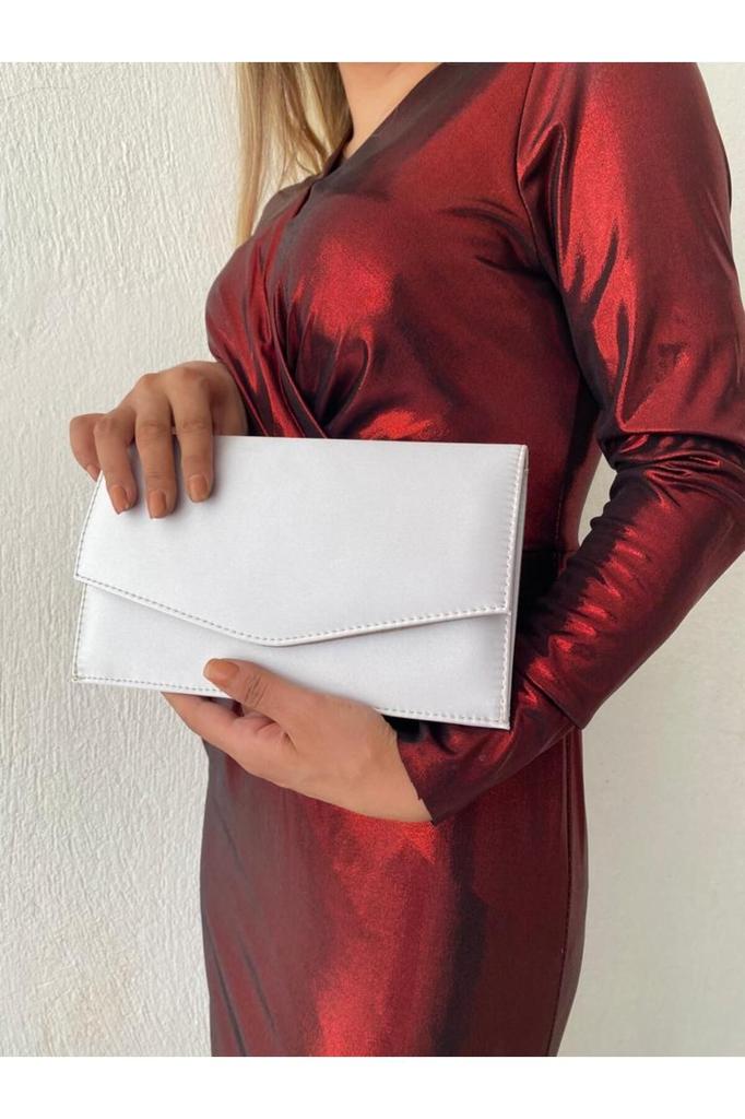 Women's Stylish and Useful Evening Dress Bag Satin Silver Evening Dress Bag Clutch Portfolio Strap Shoulder and Hand Bag 2023