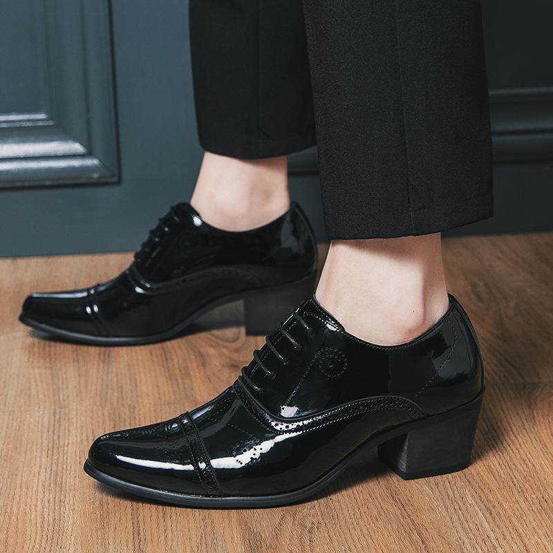 Мужские остроносые кожаные туфли весна-лето белые деловые платье на шнуровке кожаные туфли британская мода на высоком каблуке из натуральной кожи мужские туфли