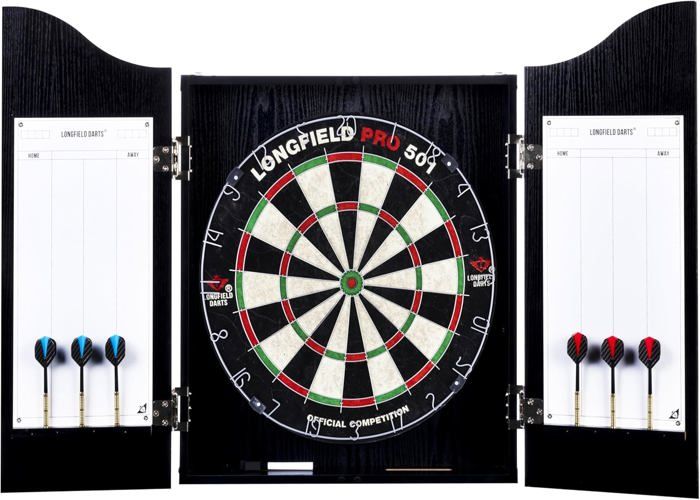 ENGELHART Classic Dartboard In Black Wood with Accessories