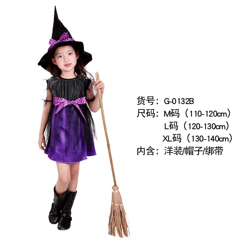 Halloween Witch Costume Girls With Tulle Cape Dress Set Cosplay Stage Outfit