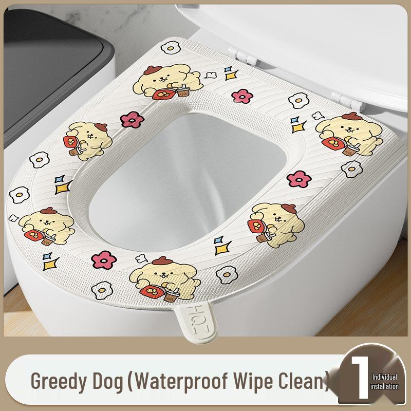 Водонепроницаемая подушка для сиденья унитаза на все сезоны с крышкой и чехлом с утолщенным узором