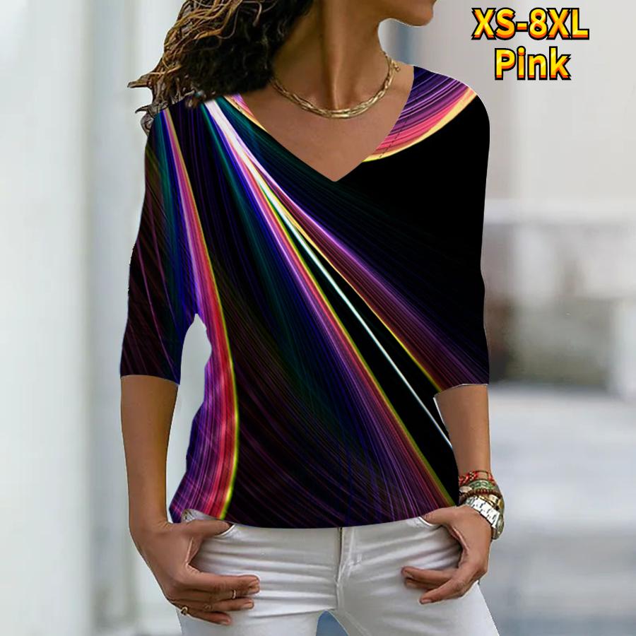 Женские осенние футболки с длинными рукавами и цветочным принтом «Свет, как тень», свободные футболки с v-образным вырезом, большие размеры, топы, удобная блузка