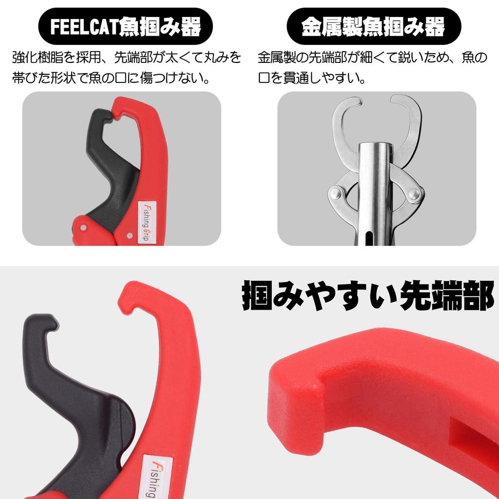 Rust-proof Plastic Fish Grip, Ultra-Lightweight, Floating Fish Grabber with Safety Rope (Red, Small)