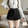 Повседневные шорты А-силуэта для женщин осень-зима с высокой талией, широкие шорты, однотонная модная винтажная одежда в корейском стиле
