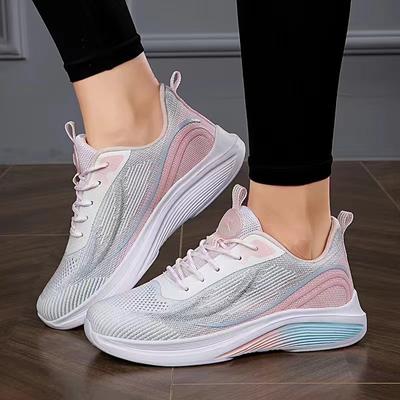 Женские кроссовки Flyknit, весенние, новые, дышащие, модные, кроссовки для студентов, легкие, на шнуровке, с толстой подошвой, женские спортивные кроссовки