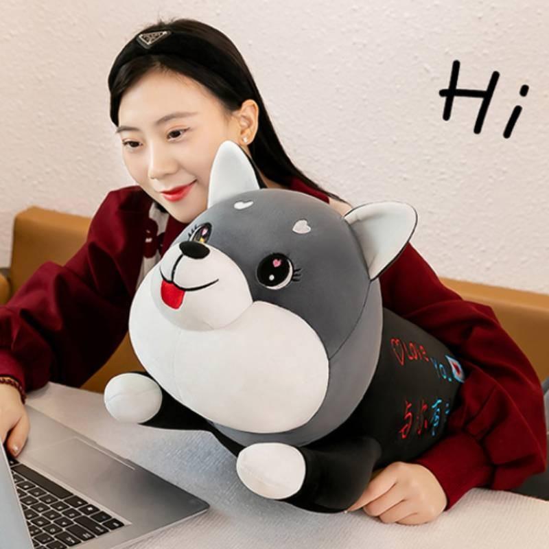 Lovable Husky Plushie Four-way Stretch Fluffy Soft Toy For Girls