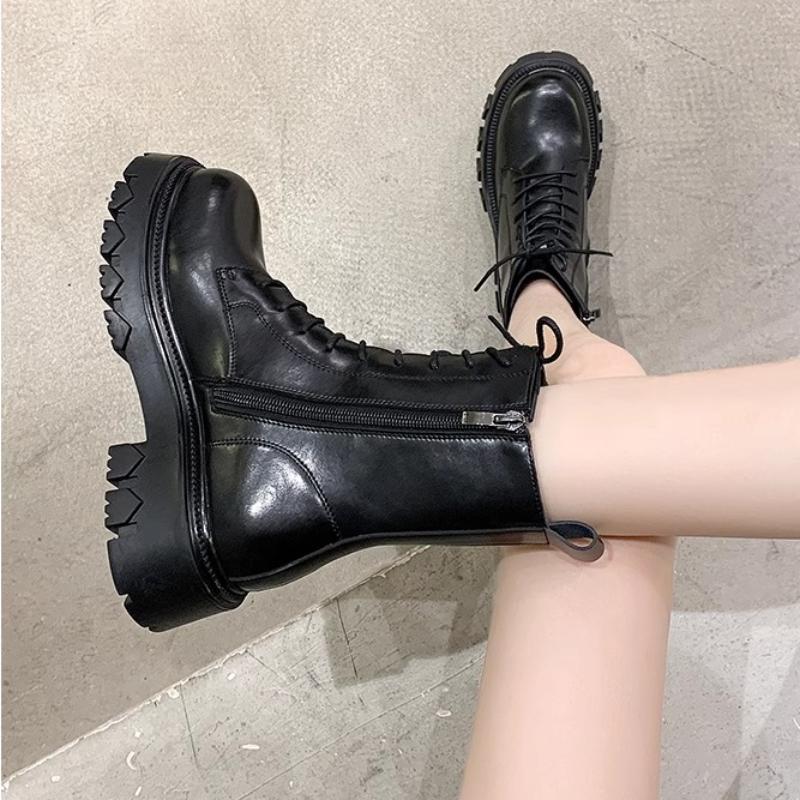 Women's Winter Boots 2024 New Fur Black Platform Boots for Women Punk Gothic Shoes Ankle Boots Female Brand Designer