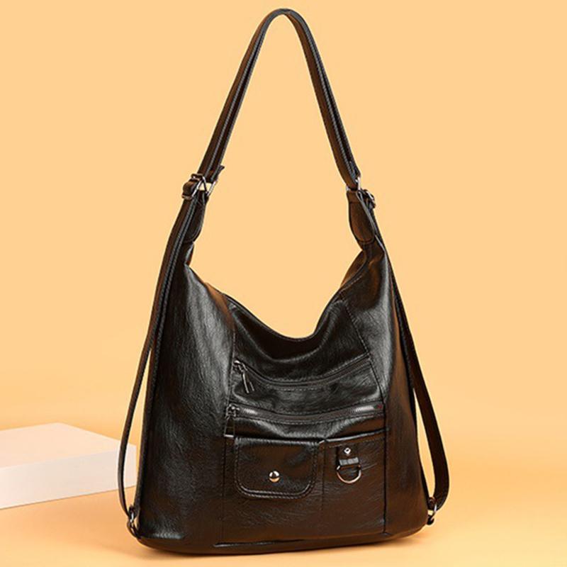 Винтажная сумка через плечо для женщин, мягкая сумка через плечо из искусственной кожи, повседневная сумка в стиле ретро