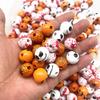 10 шт./лот 16 мм Хэллоуин Натуральные деревянные бусины Круглые Свободные бусины-разделители Для изготовления ювелирных изделий Сделай сам Праздничные декоративные принадлежности