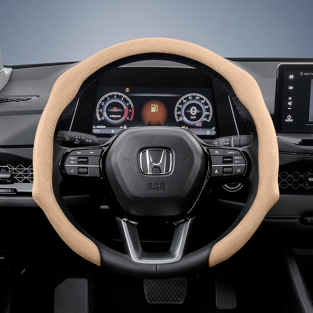 AAALV1 Suitable for Honda Premium Suede Snap-On Steering Wheel Cover Anti-Slip Durable Car Accessories Civic Fit 8Th Gen 8 City Accord 9 10 Vezel 