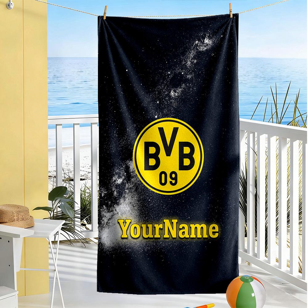 Borussia Dortmund Personalized Text Beach Towel High Absorbency & Quick-Dry Perfect for Traveling Yoga Camping and Swimming