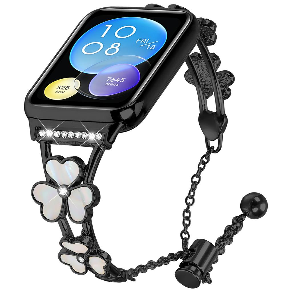 For Xiaomi Redmi Watch 4 Watchband Heart Clover Decor Zinc Alloy Metal Strap