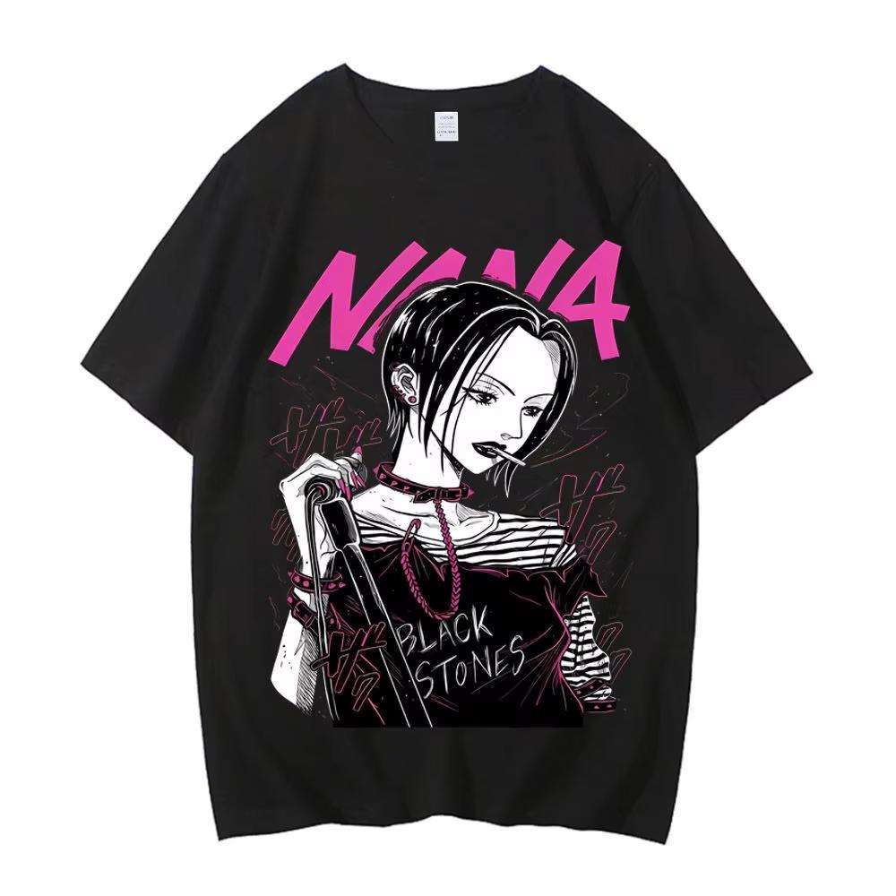 Nana Anime Graphic Tshirt Vintage Washed Anime Merch Harajuku Unisex Oversized Crew Neck Cotton Short Sleeve Tee Tops Hot Sale