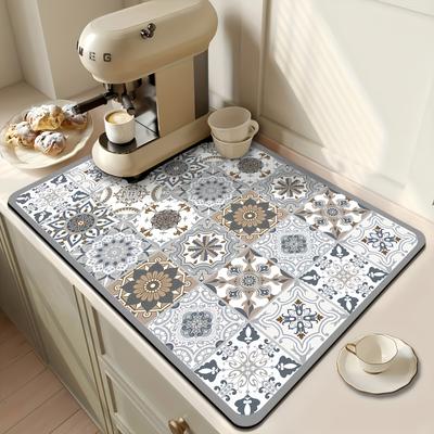 Супервпитывающий Быстросохнущий Нескользящий Кухонный Коврик - Коврик для Сушки Посуды на Столешницу Обеденный Стол - Легкоочищаемая Поверхность и Быстросохнущая Конструкция