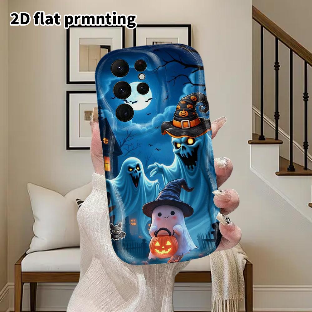 Phone Case: 2D Flat Samsung Galaxy A34 A35 M05 M06 S20 S22 S21 FE Plus 5G Protective Case, Couple Style, Haunted House Scene, Christmas and Halloween 