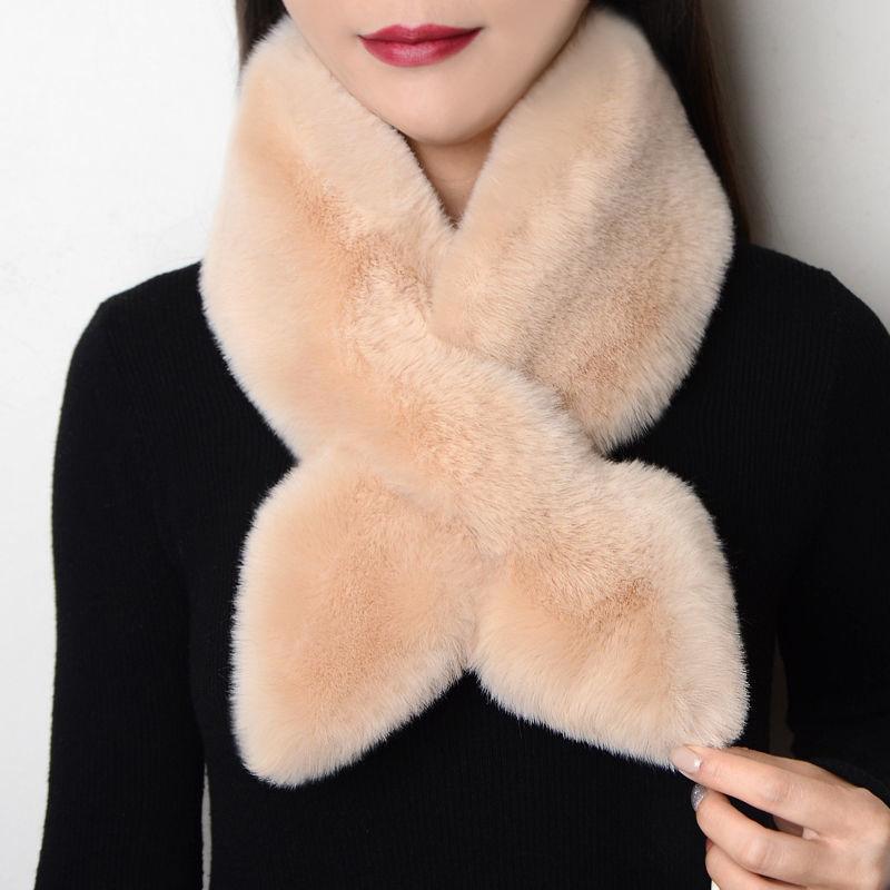 Winter Thick Scarf Women's Warm Imitation Otter Rabbit Fur Bib