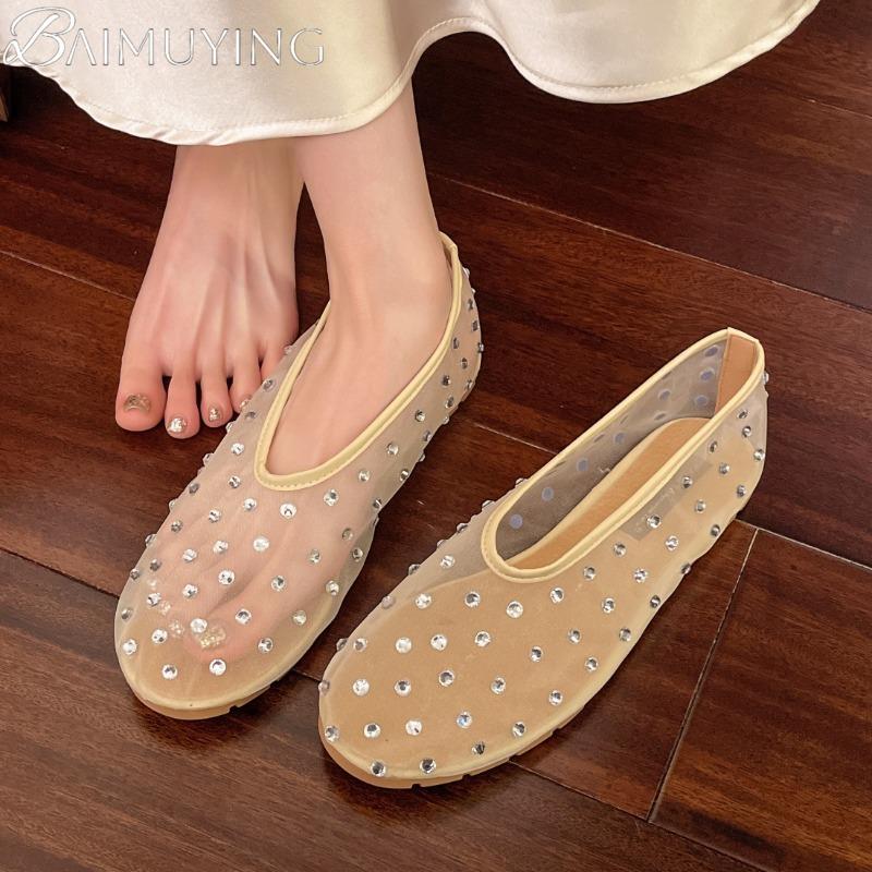 Модные сетчатые балетки, хрустальные сандалии, женские балетки, летние тапочки, тренд 2025, повседневные лоферы, дизайнерская обувь для платья, новые сандалии для женщин