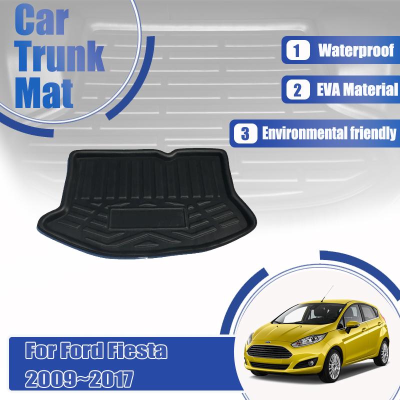 Для Ford Fiesta 7 Mk7 Хэтчбек 2009~2017 Автомобильные коврики в задний багажник Водонепроницаемые накладки Накладка для хранения в багажнике Покрытия из ЭВА Аксессуары для интерьера автомобиля
