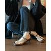 Sheepskin Version! Retro Sandals Summer Stiletto Flip-flops Shoes Women Wear Simple Strap Temperament High Heels