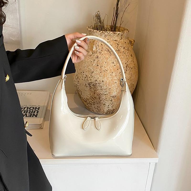 Роскошная лакированная сумка-хобо из искусственной кожи для женщин, шикарные сумки-мессенджеры с цепочкой для женщин, красный клатч для вечеринки под мышкой