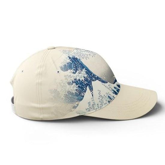 CoolCustomize Wagara Cap Unisex Ukiyo-e Great Wave off Kanagawa Design Free Size Adjustable Japanese Style Casual Coordination Ideal Daily Use Gifts
