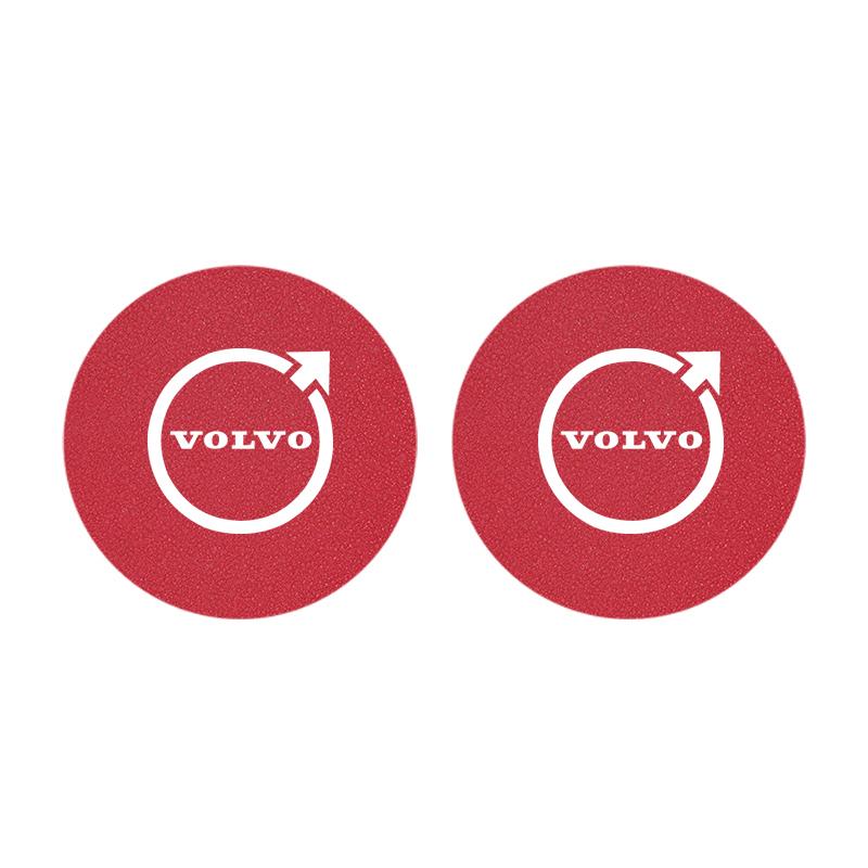 2Pcs Car Coasters Leather Water Cup Holder Mat For Volvo V60 V40 XC90 S60 C30 XC60 Car Interior Anti Slip Water Cup Pad keychain