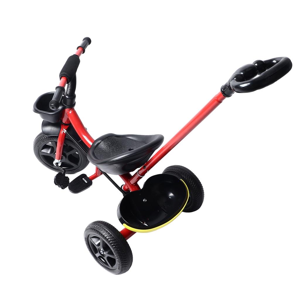 Child"s Tricycle Ride On Trike Toddler Tricycle with Parent Push Handle Backrest Safety Belt