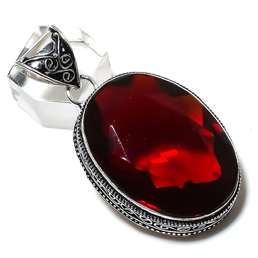 Подвеска из стерлингового серебра 925 пробы с натуральным мозамбикским гранатом 2,21 дюйма i0L61