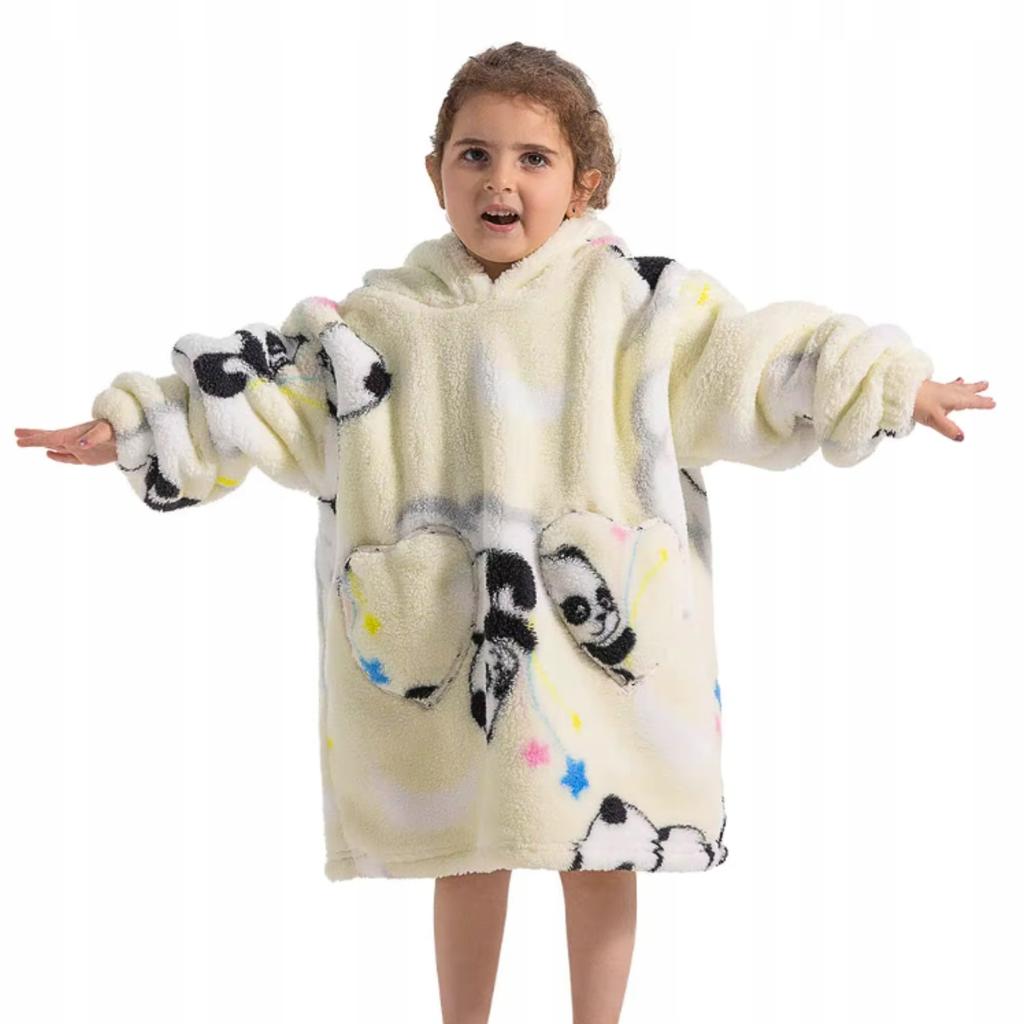 Blanket Sweatshirt Oversize Children's Blanket Sweatshirt 2In1 Panda Koala Long Pajamas Blanket