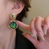 Ретро Тренд Градиент Зеленый Цвет Геометрические Подвески Серьги, Женские Персонализированные Этнический Стиль Праздничные Аксессуары Циркон