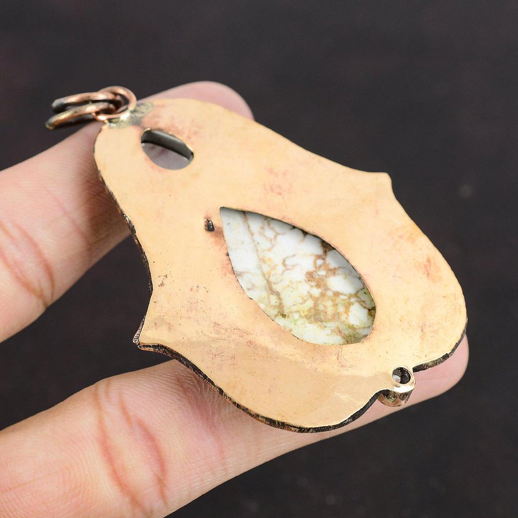 Подвеска из магнезита дикой лошади, подвеска из радужного лунного камня, подвеска из белого топаза, медная подвеска, высококачественные ювелирные изделия из драгоценных камней, подвеска ручной работы