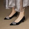 Fashion New Spring/Autumn Genuine Leather Women Shoes Pointed Toe Shoes for Women Fashion Rhinestone Loafers Shallow Mouth Women Pumps