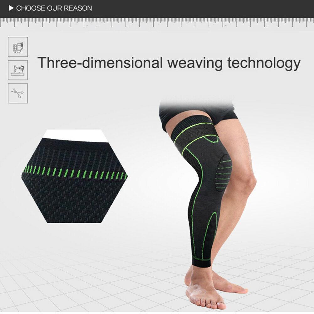 Elasticity Long Knee Protector Brace Leg Sleeve Neoprene Compression Support Non-Slip Sports Kneepads