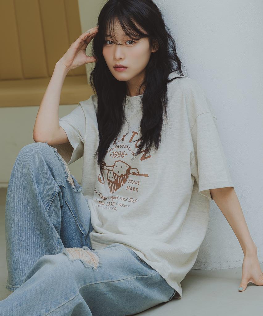 ALVINCLO Brixton Oversized Short Sleeve T-Shirt Ast4784 (2 Colors)