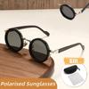 New  Adjustable Polarised Sunglasses Rotatable Dimming Round Frame With Woodgrain Temples Suitable For Outdoor Sports