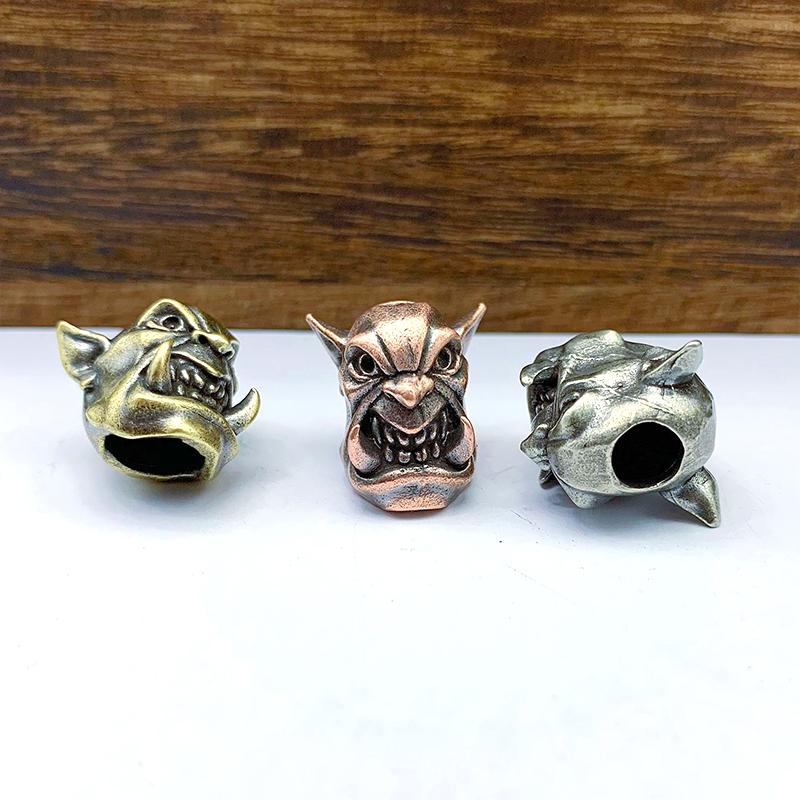 Бусины для ножа из латуни в виде Короля Пиратов с острыми зубами EDC DIY Паракордовые плетеные браслеты Подвески Аксессуары Инструмент для улицы